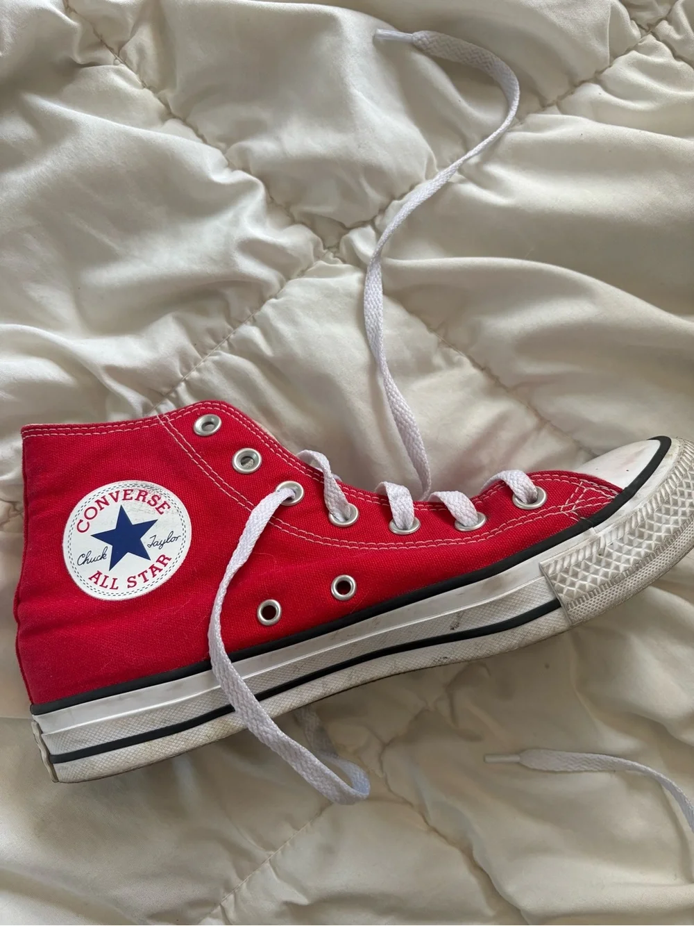 Converse Red High-Top Canvas Sneakers with White Accents